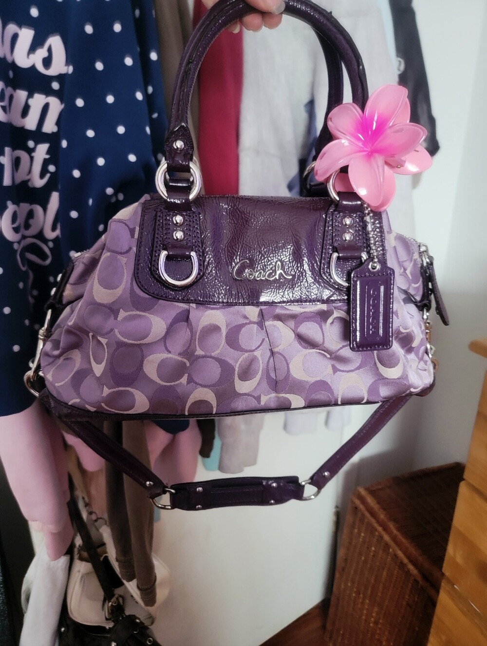 Y2k Vintage Purple Coach Ashley Satchel Shoulder Bag